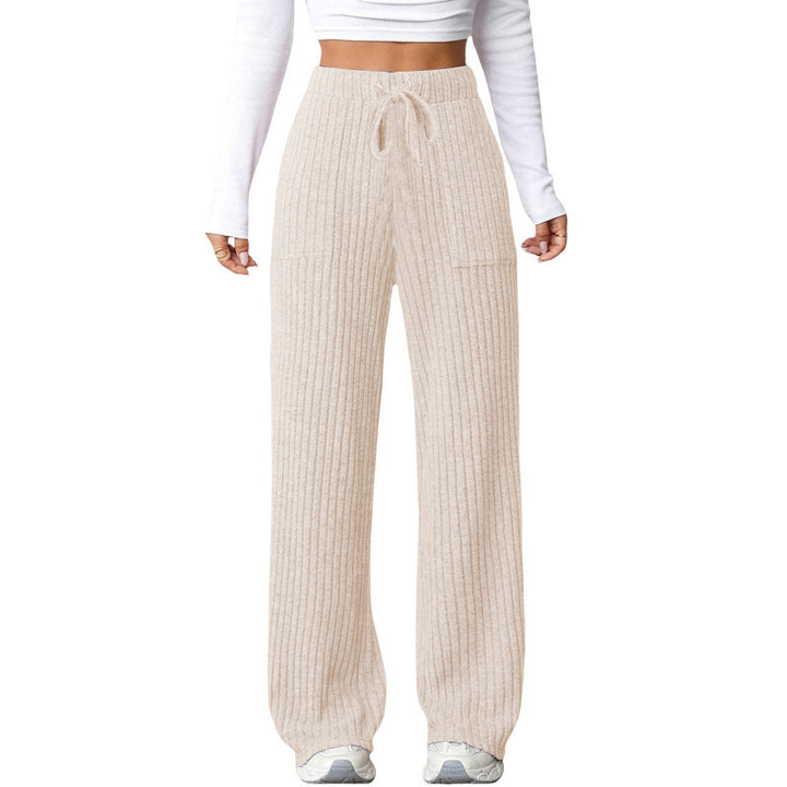 Damen Weite Rippstrick-Loungebundhose mit Tunnelzug und aufgesetzten Taschen Echo Archiv