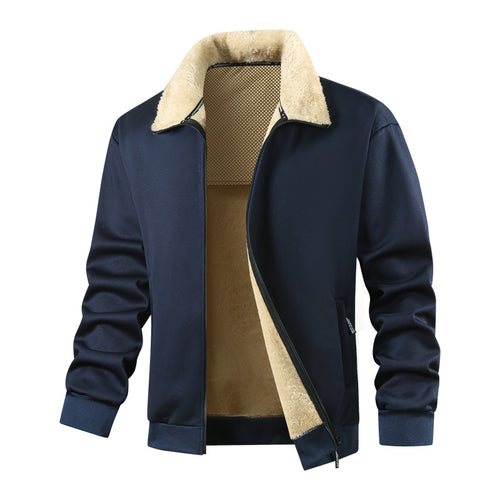 Herren Wattierte Teddyfleece-Bomberjacke mit Stehkragen & durchgehendem Reißverschluss Echoarchiv