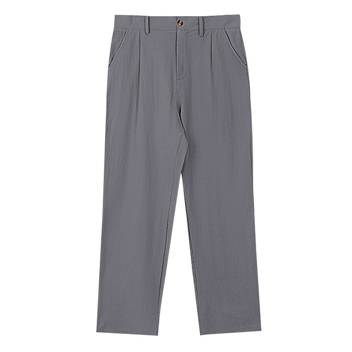 Herren nan elegante Bundfaltenhose aus leichtem Baumwollmix mit geradem Schnitt und Gürtelschlaufen Echo Archiv