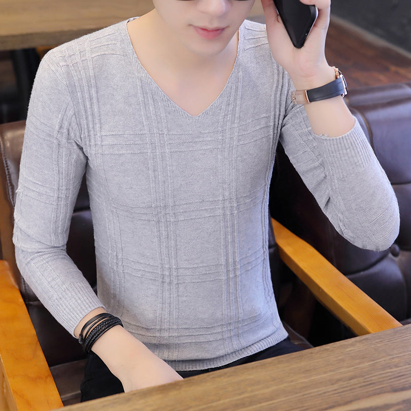 Herren Langarm-Pullover mit modernem Rippmuster und V-Ausschnitt Echoarchiv