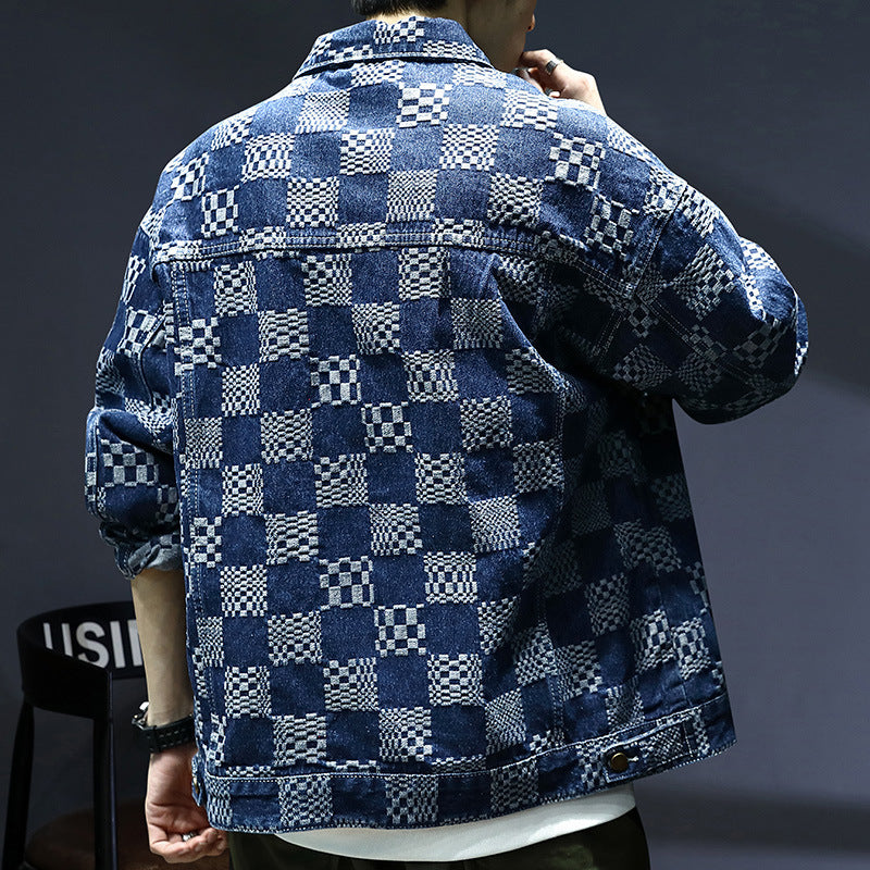 Herren Lässige Denimjacke mit kreativen Mustern Echoarchiv
