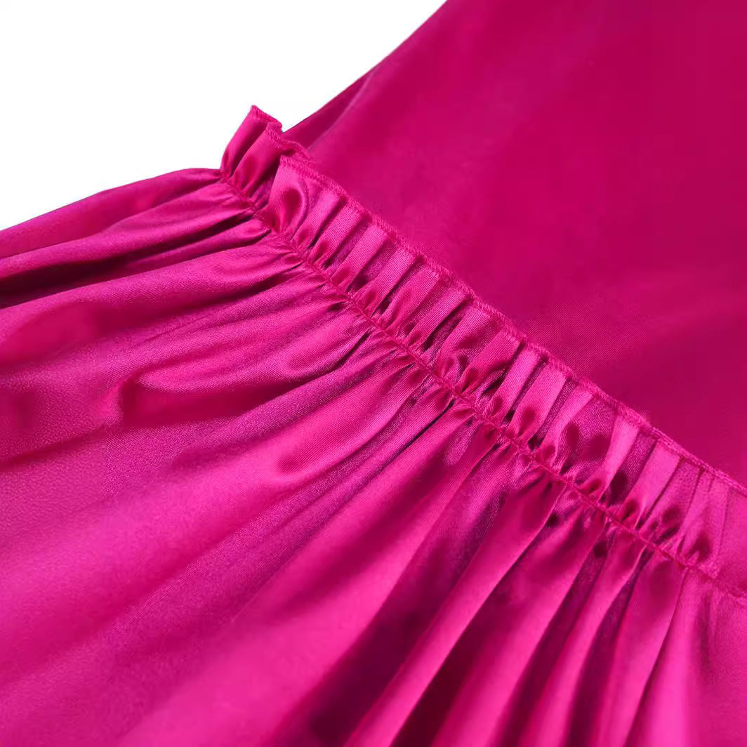 Damen elegante Hose mit voluminösen Rüschen und Satin-Details Echo Archiv