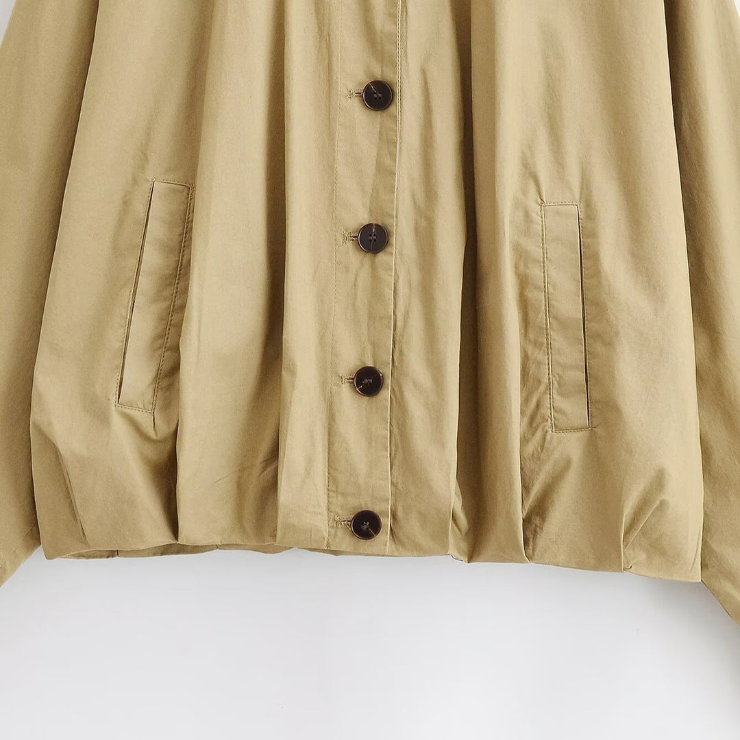 Damen Oversize-Cropped-Jacke im Bomberstil mit Hemdkragen und gerafftem Bund Echo Archiv