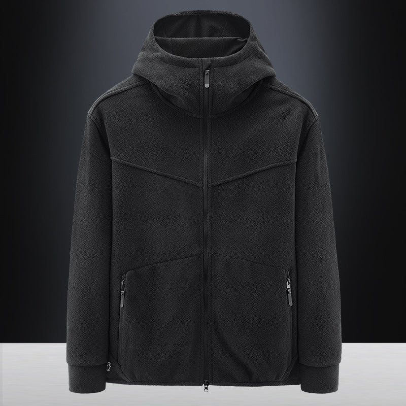 Herren Fleecejacke mit praktischen Taschen und verstellbarer Kapuze Echoarchiv