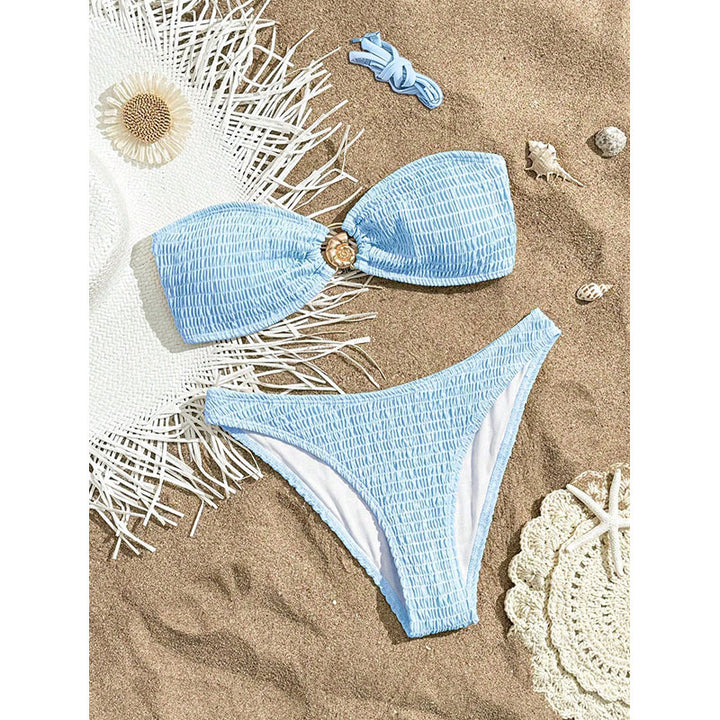 Damen Bandeau-Bikini mit strukturierter Oberfläche und charmanten Akzenten Echo Archiv