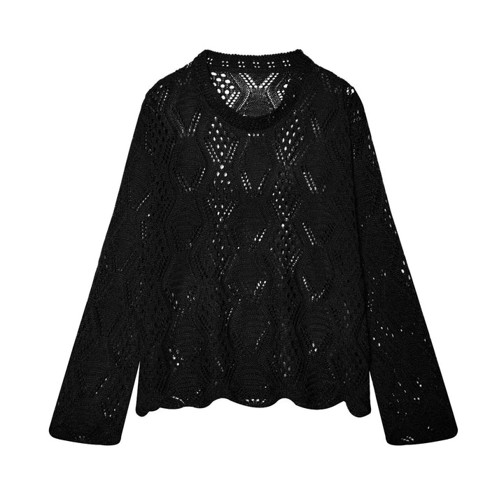 Damen Lochstrick-Pullover mit Zopfmuster und geschwungenem Saum Echo Archiv