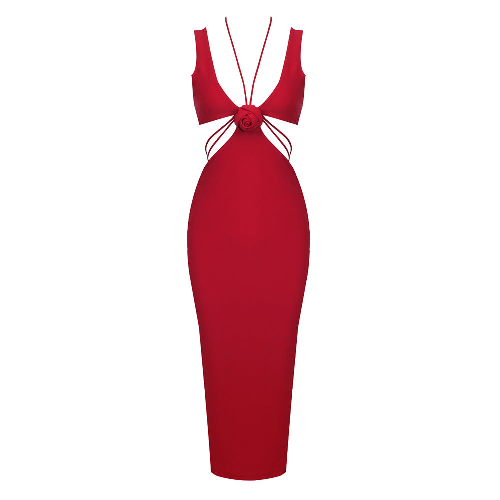 Damen figurbetontes Maxikleid mit verspieltem Design und raffinierten Trägerdetails Echo Archiv