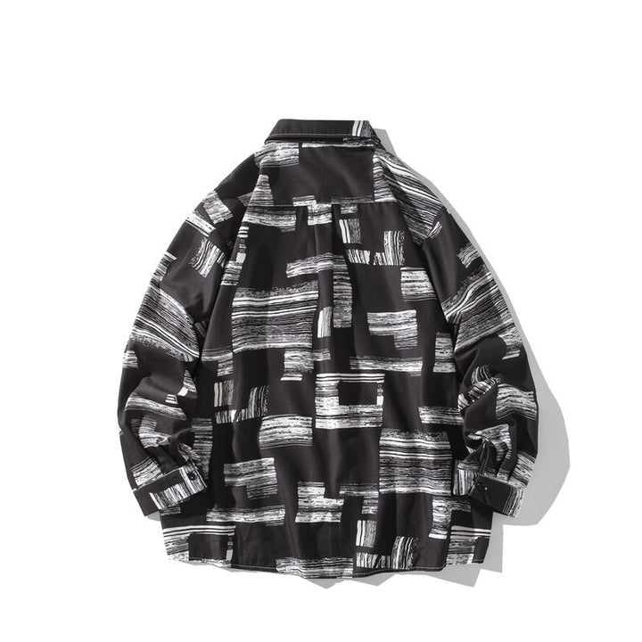 Herren Oversize Hemd mit grafischem Blockprint Echoarchiv