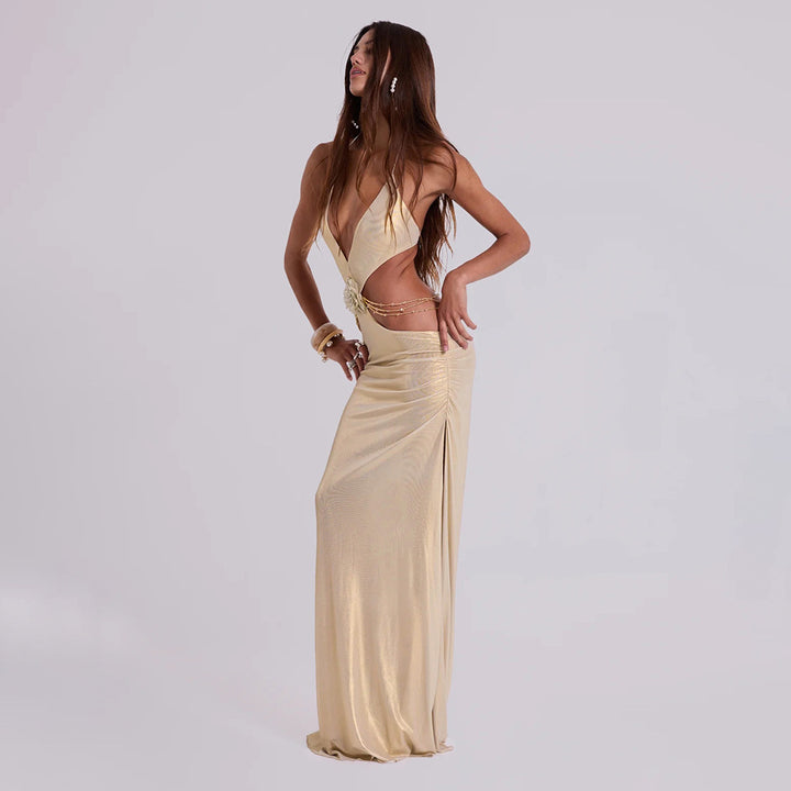Damen Traumhaftes Abendkleid mit tiefem Ausschnitt und ausgefallenen Cut-Outs Echo Archiv