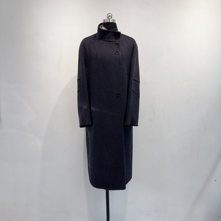 Damen maßgeschneiderter Longline-Wollmischmantel Echoarchiv