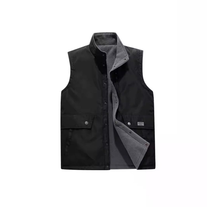 Herren Gefütterte Utility-Weste mit Fleece-Innenlage, Druckknopf‑ und Reißverschluss Echoarchiv