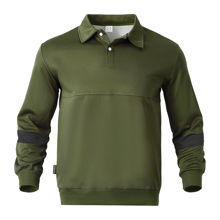 Herren Relaxed Polo-Sweatshirt mit Druckknopf-Blende und Kontrastarmdetails Echoarchiv