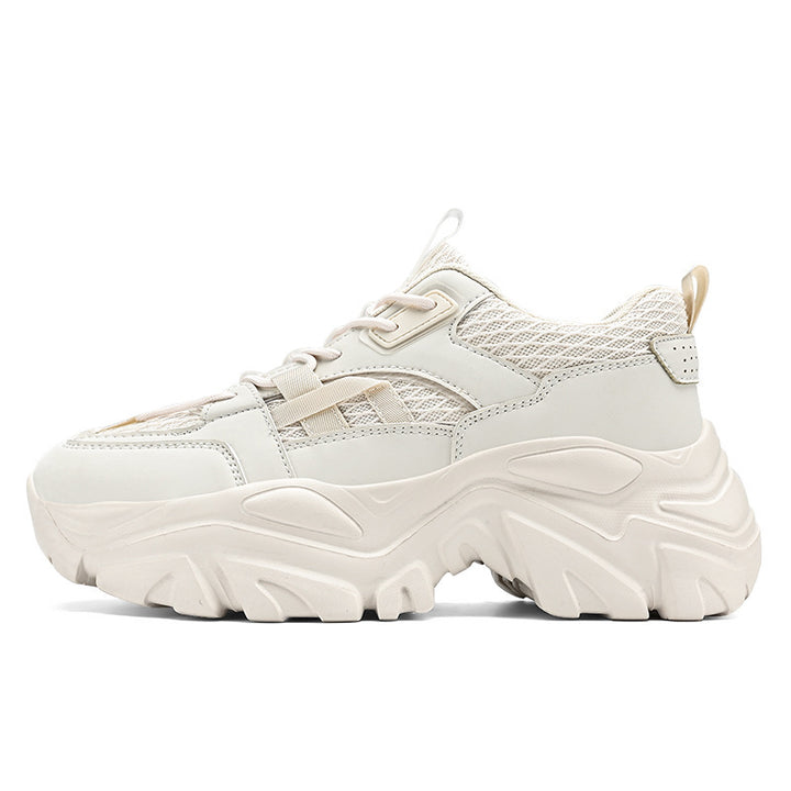 Damen Modische Plateau-Chunky-Sneaker mit strukturiertem Mesh-Overlayer und robuster Profilsohle Echoarchiv