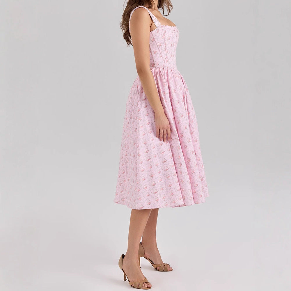 Damen Fein genähtes Sommerkleid mit floralen Mustern Echo Archiv