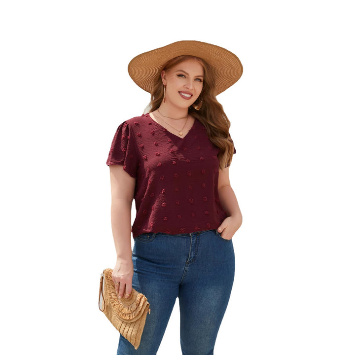 Damen Leichtes V-Ausschnitt T-Shirt mit strukturiertem Design Echo Archiv