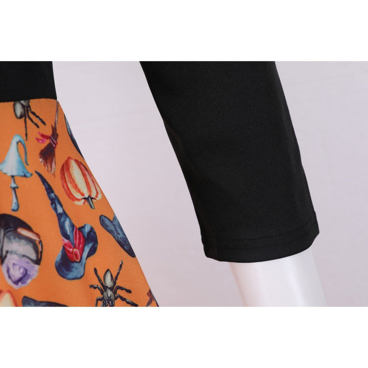Damen Vintage-inspiriertes Swingkleid mit V-Ausschnitt, Dreiviertelärmeln und voluminösem Tellerrock – Élara