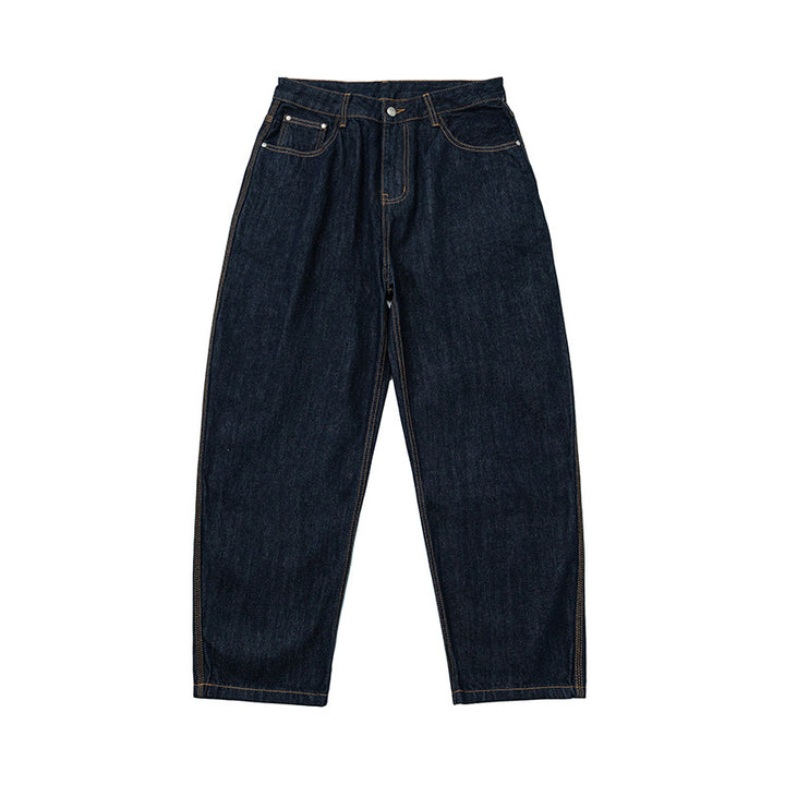 Damen Relaxed-Fit High-Waist Denimhose mit weitem Bein und markanter Nahtführung Echoarchiv