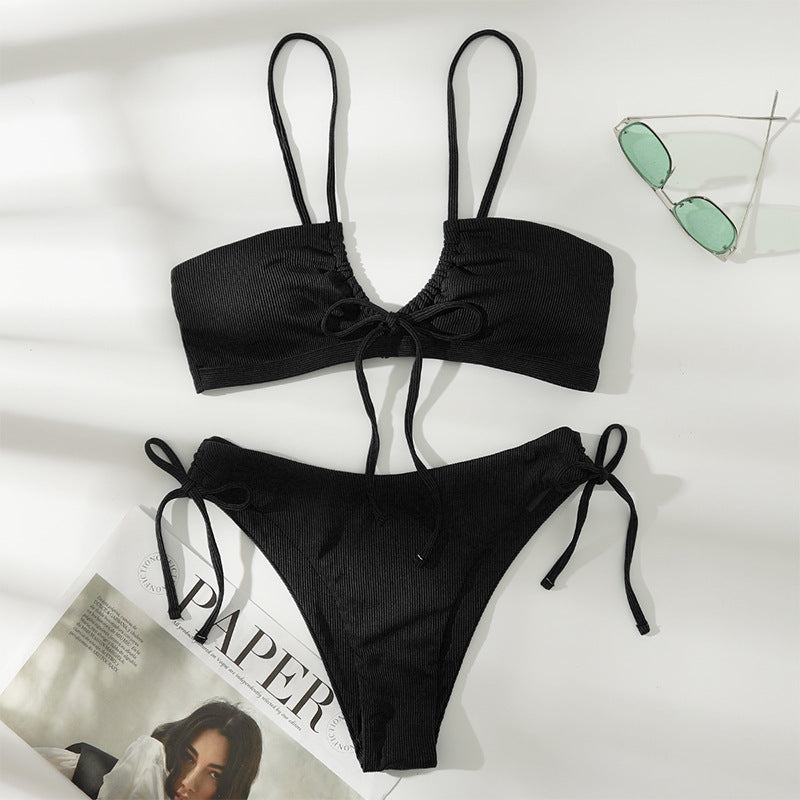Damen Triangel-Bikini-Set mit verstellbaren Trägern und dekorativem Knoten Echo Archiv