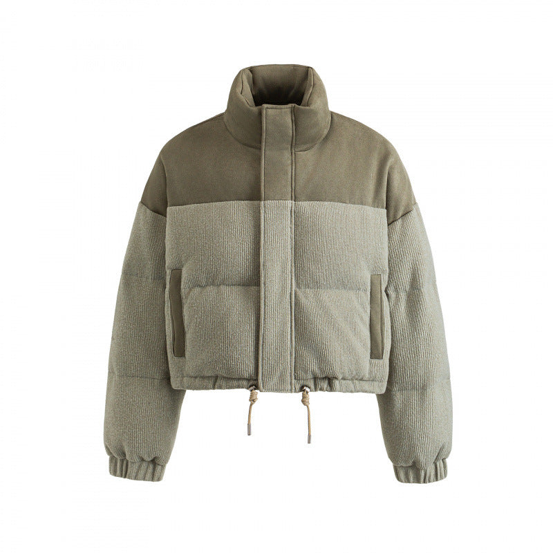 Damen Kurze gesteppte Stehkragenjacke mit Kordelzug, Waffelstruktur und Boxy‑Silhouette Echo Archiv