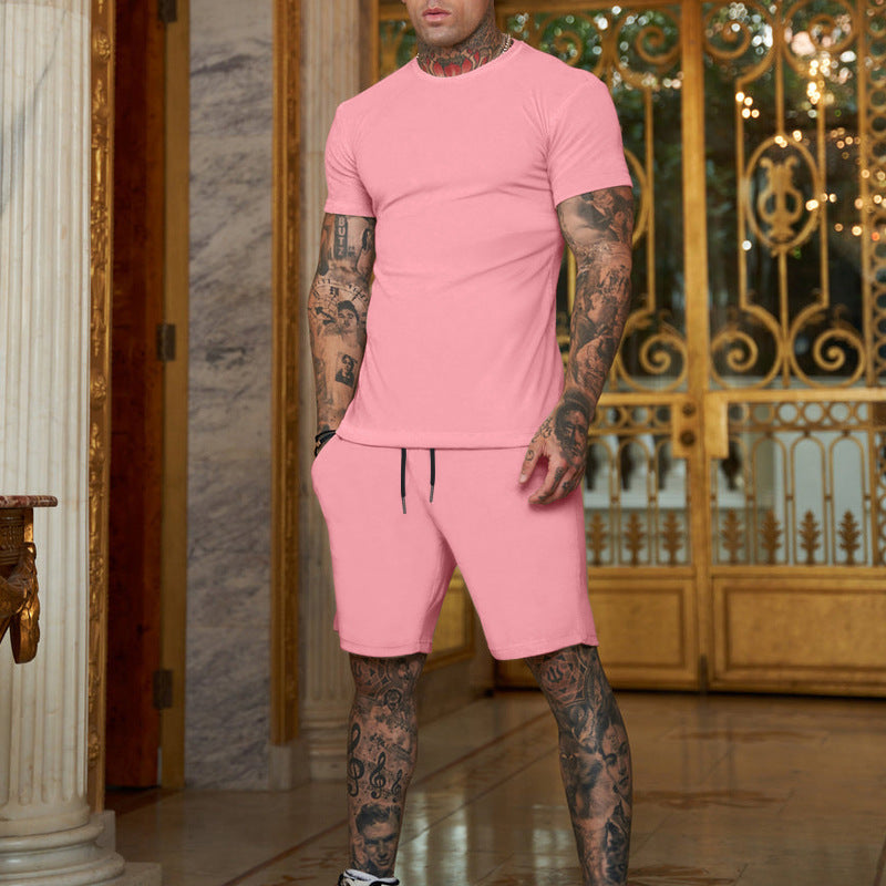 Herren Freizeit T-Shirt und Shorts Set mit elastischem Bund und atmungsaktiven Materialien Echoarchiv