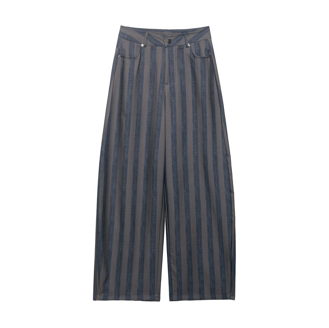 Damen Gestreifte Culotte-Hose mit hoher Taille und weitem Bein Echo Archiv