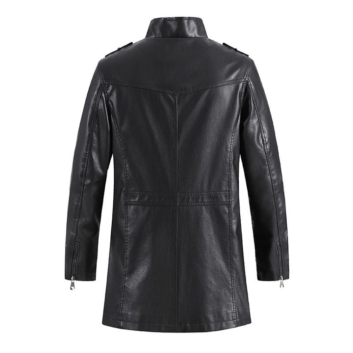 Herren Kunstlederjacke im modernen Military-Stil mit praktischen Taschen und hohem Kragen Echoarchiv