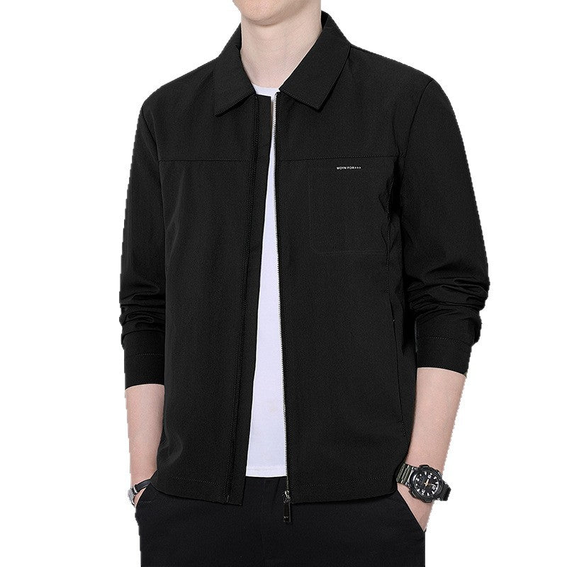 Herren leichte urbane Übergangsjacke mit Reißverschluss, Stehkragen und minimalistischem Design Echoarchiv