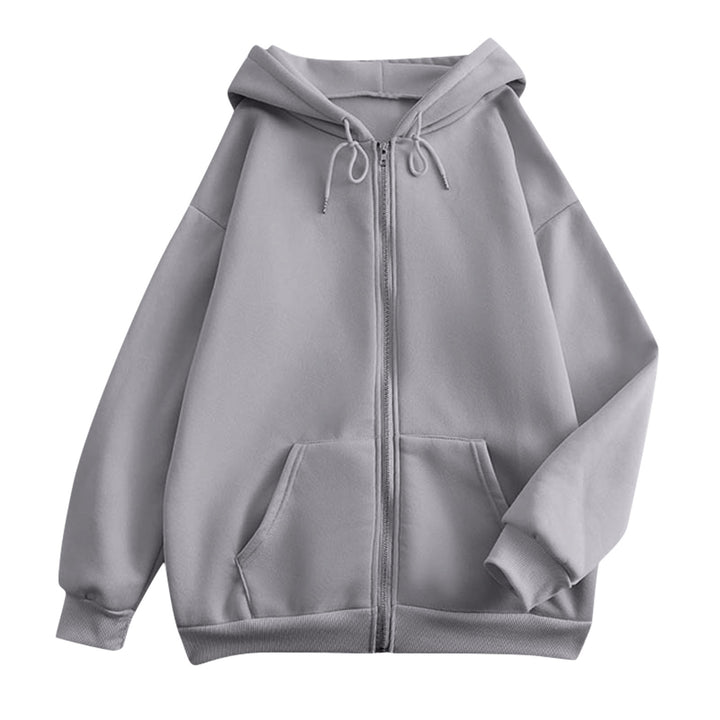 Damen extrabreite Zip-Kapuzenjacke mit weichem Fleecefutter, Kängurutaschen und gerippten Bündchen – Célinea