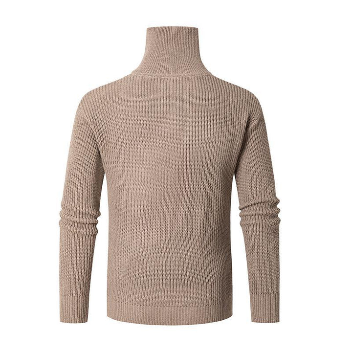 Herren nan strukturierter Halbzip-Pullover mit hohem Kragen, robuster Rippstruktur und elastischen Bündchen Echo Archiv