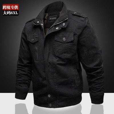 Herren Canvas-Feldblouson im Military-Utility-Stil mit Schulterepauletten und verdecktem Zweiwege-Reißverschluss Echoarchiv