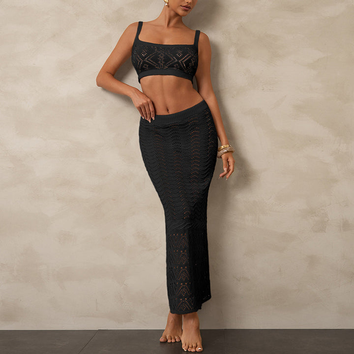 Damen Häkel-Bikini Set mit figurbetontem Oberteil und elastischem Rock Echo Archiv
