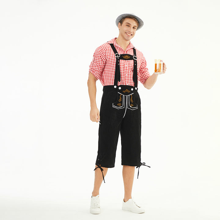 Herren nan knielange Trachtenhose im Vintage-Stil mit verstellbaren Trägern und dekorativer Zierstickerei Echo Archiv