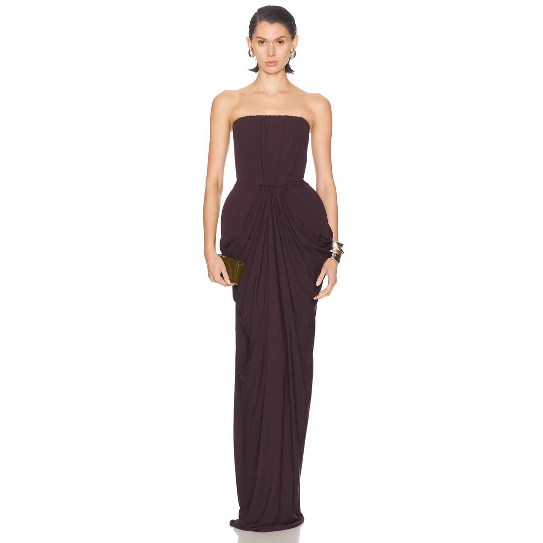 Damen Elegantes Maxikleid mit raffinierten Drapierungen – Valéora