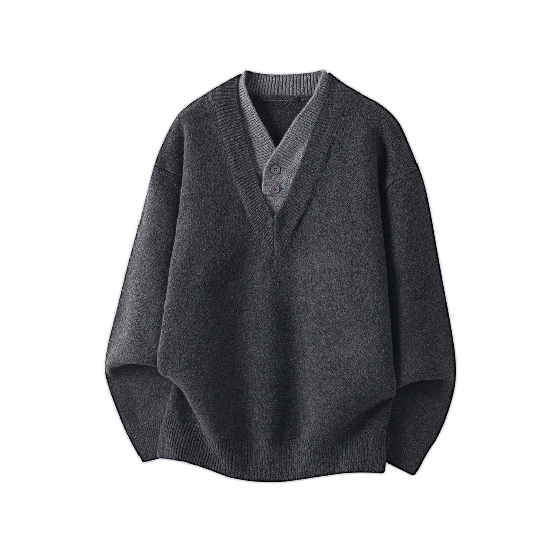 Damen Oversize Strickpullover mit tiefem V-Ausschnitt und eingesetzter Henley‑Blende Echo Archiv