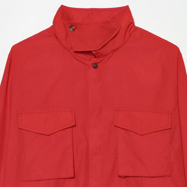Damen Overshirt mit Stehkragen, aufgesetzten Brusttaschen und verdeckter Knopfleiste Echoarchiv