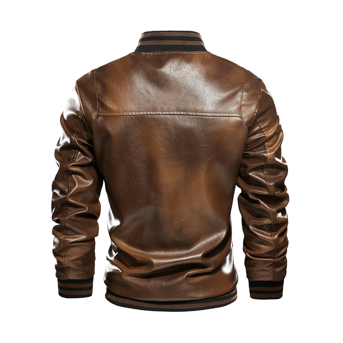 Herren klassische Lederjacke mit elastischen Rippbündchen – Valtoré