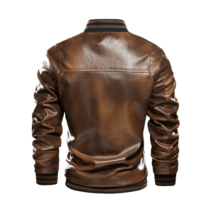 Herren klassische Lederjacke mit elastischen Rippbündchen Echoarchiv