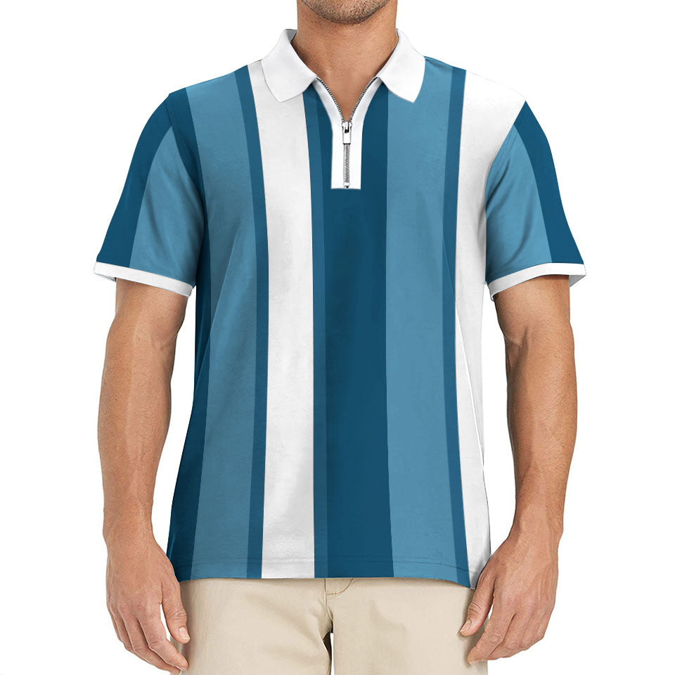 Herren Poloshirt mit praktischem Reißverschluss und modernem Streifendesign Echoarchiv