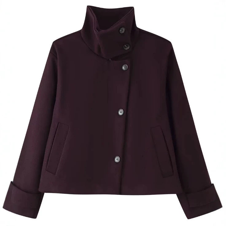 Damen Kurzjacke im Boxy‑Cut mit hohem Stehkragen und Hornknöpfen Echo Archiv