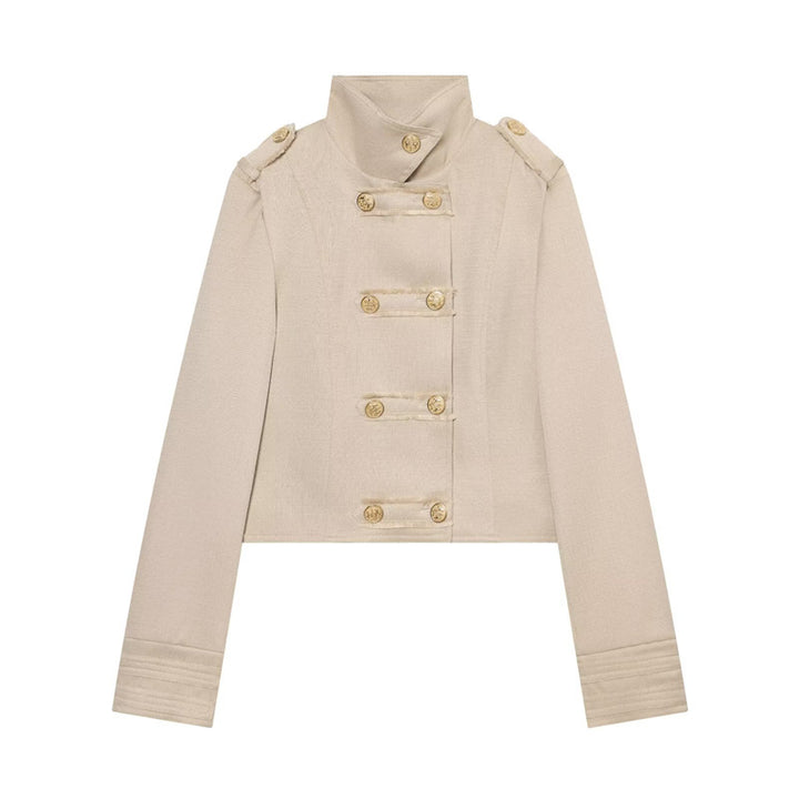 Damen Cropped Uniformjacke im Militärstil mit Stehkragen und Zierknopfleiste Echo Archiv
