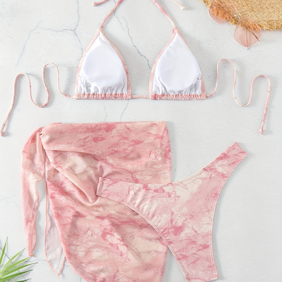 Damen Triangel-Bikini-Set mit elegantem Wickelsarong Echo Archiv