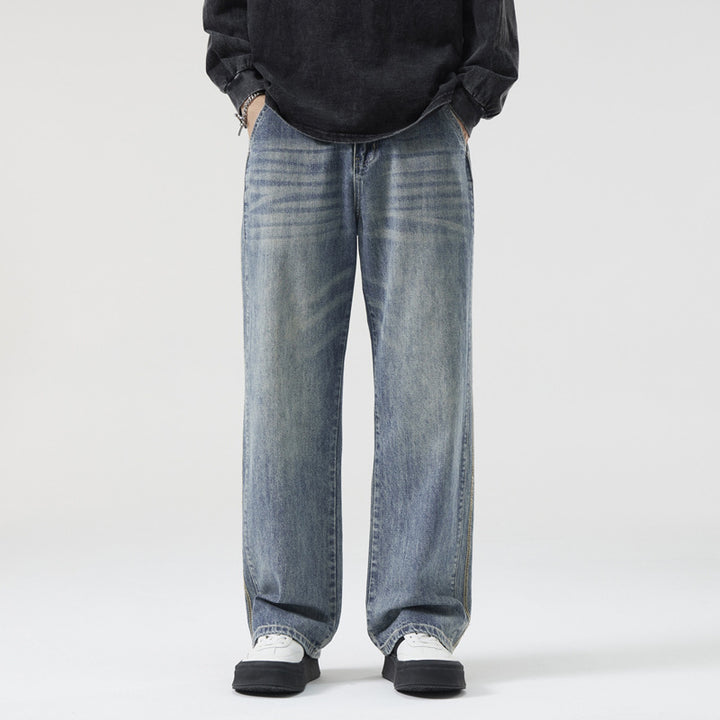 Herren Weite Vintage-Denimjeans mit Used-Waschung und geradem Bein Echo Archiv