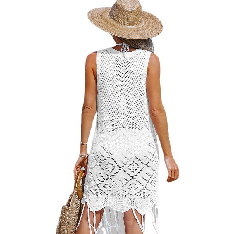 Damen gehäkeltes Strandkleid mit fransigen Details Echo Archiv