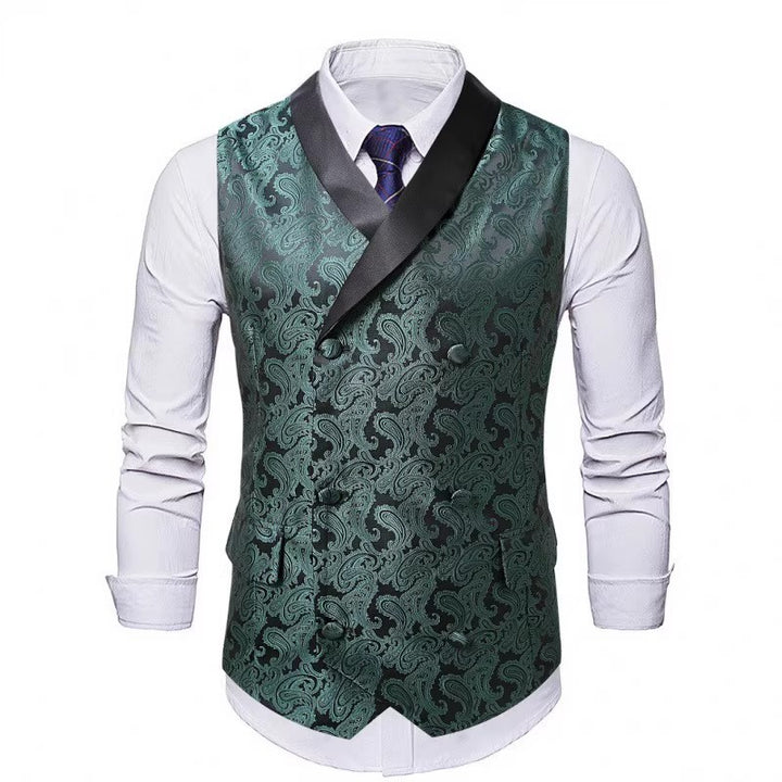 Herren Satin-Paisley-Weste mit Schalkragen und tailliertem Smoking-Look Echo Archiv
