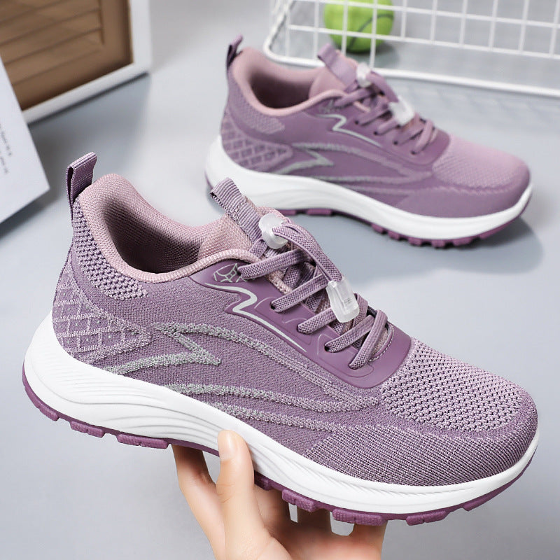 Damen nan atmungsaktiver Strick-Laufsneaker mit Schnellzug-Schnürung, gepolsterter EVA-Zwischensohle und profiliertem Laufsohle Echo Archiv