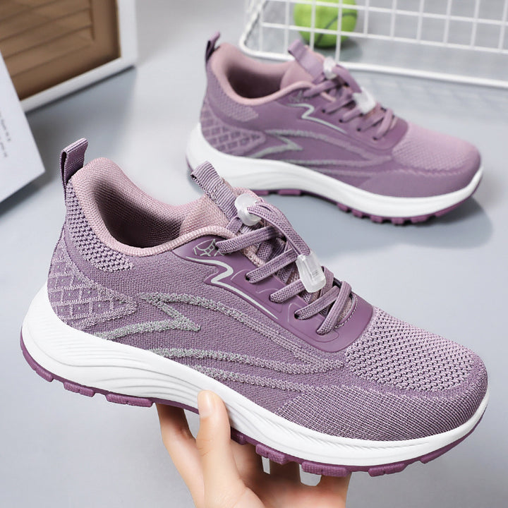 Damen nan atmungsaktiver Strick-Laufsneaker mit Schnellzug-Schnürung, gepolsterter EVA-Zwischensohle und profiliertem Laufsohle Echo Archiv