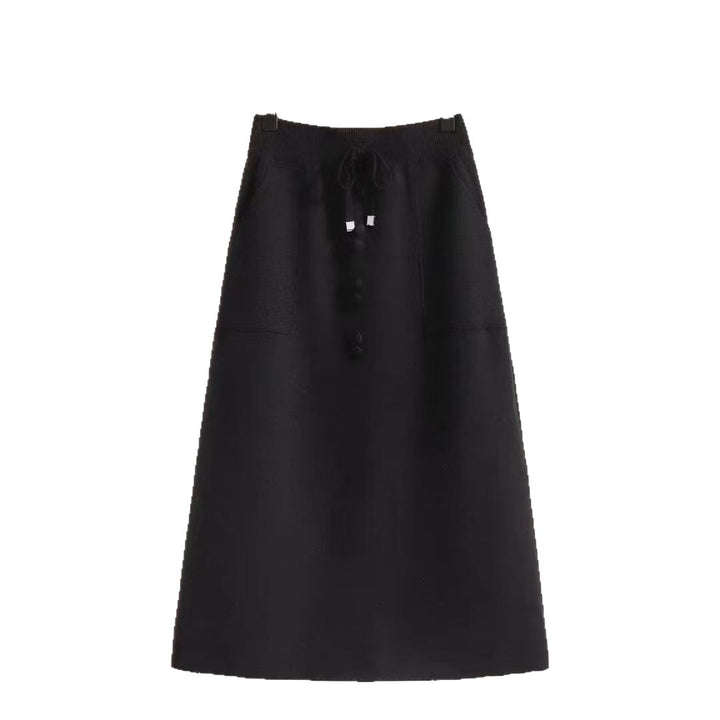 Damen Vintage Rock mit Knopfdetails und elastischem Bund Echo Archiv
