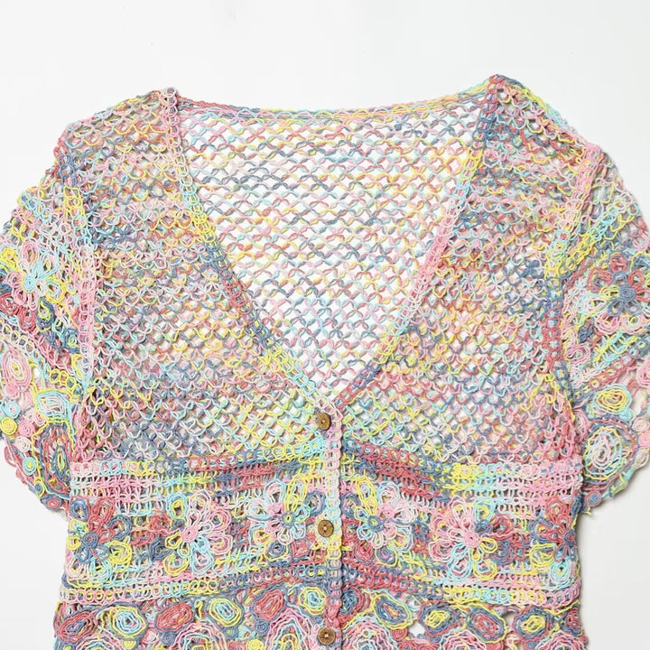 Damen luftige Strickjacke mit Blumenmuster Echo Archiv