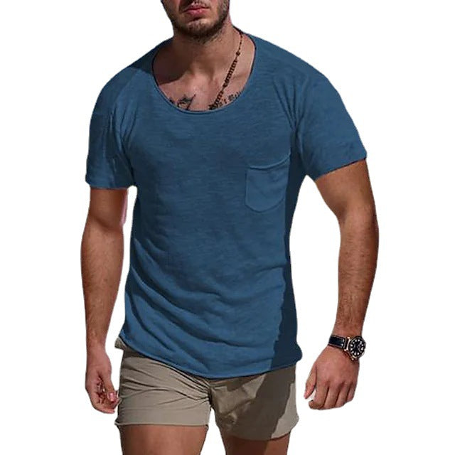 Herren lässiges Rundhalsshirt mit Brusttasche und modernem Schnitt Echoarchiv
