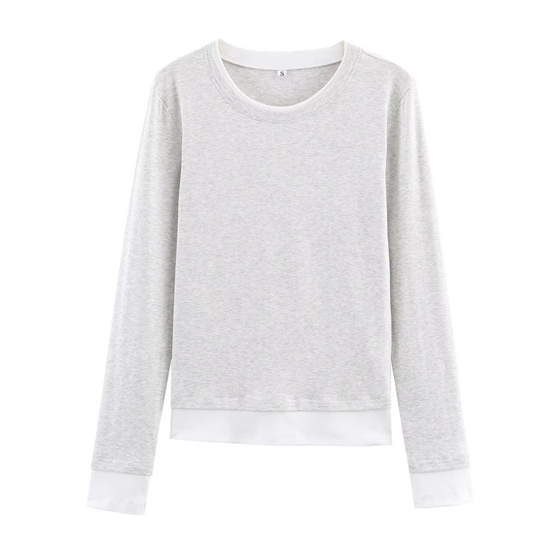 Damen Langarm-Shirt im Lagenlook mit Kontrastbündchen und Rundhalsausschnitt Echo Archiv